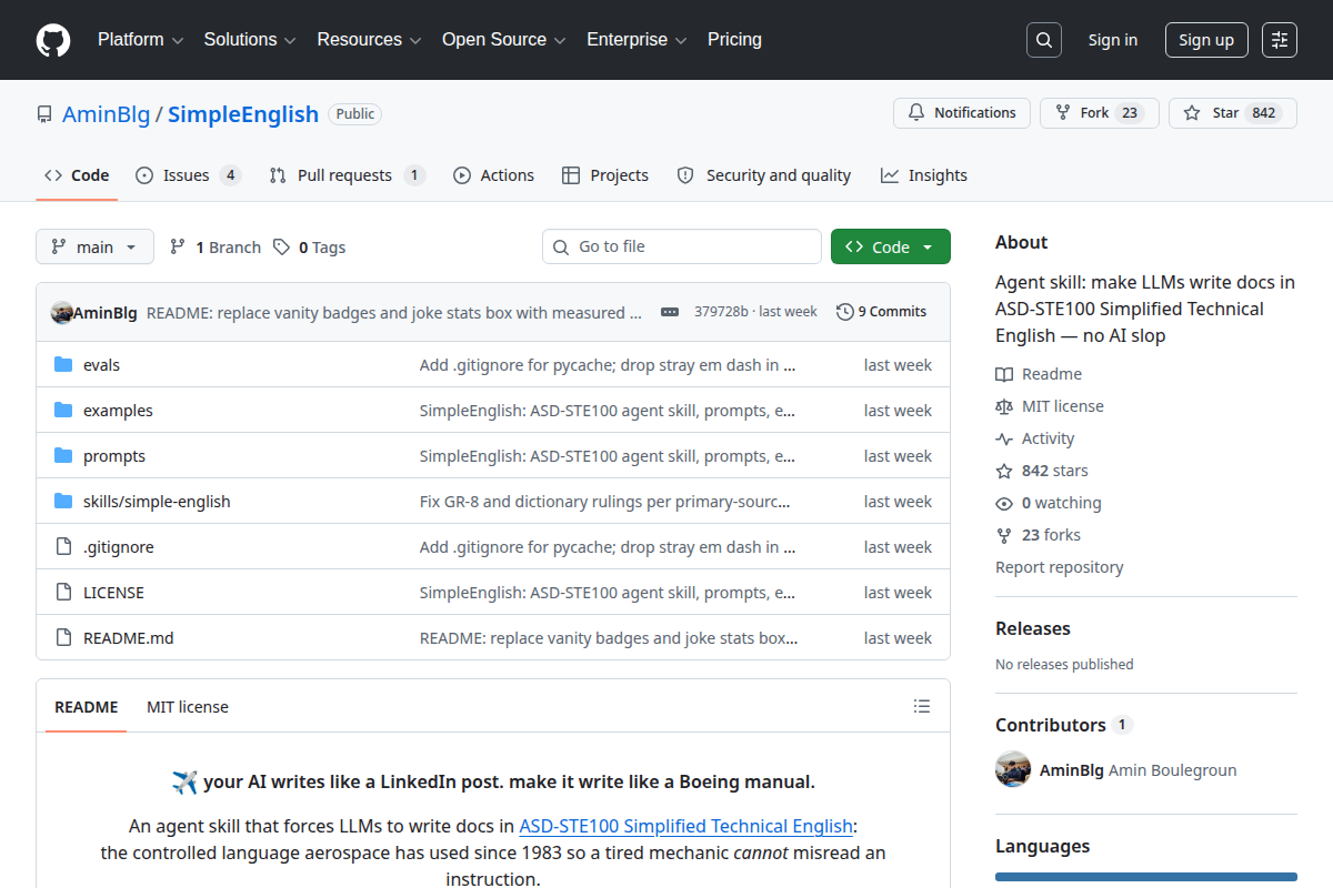 Agent Skill to Force Docs in ASD-STE100 Simplified Technical English screenshot