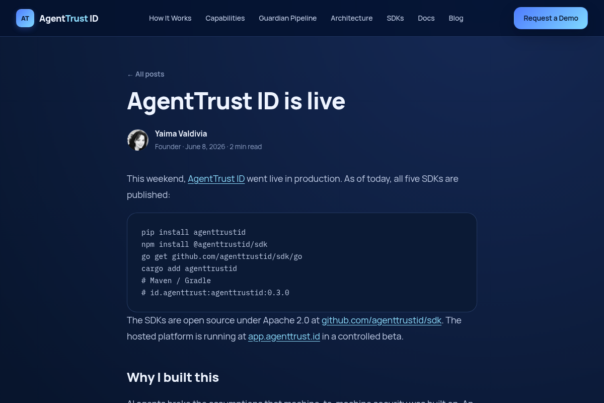 AgentTrust ID screenshot