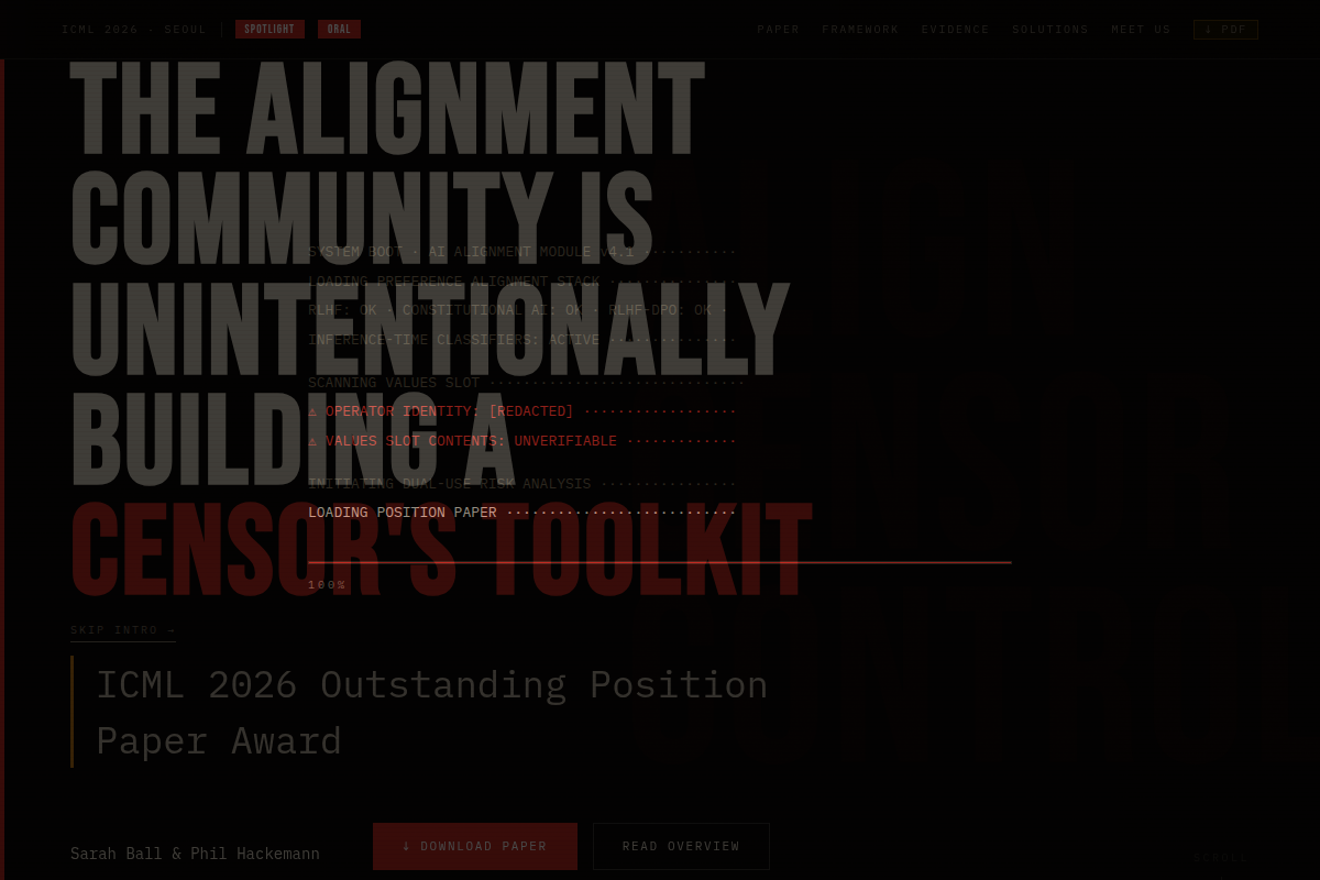 AI alignment research is unintentionally building a censor's toolkit screenshot