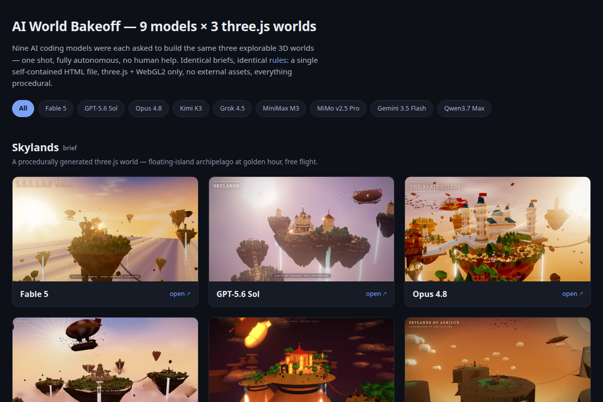 AI World Bakeoff screenshot