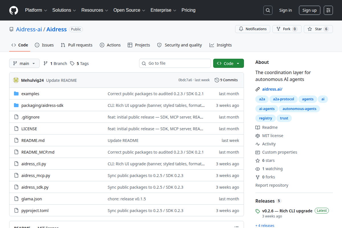 Aidress screenshot