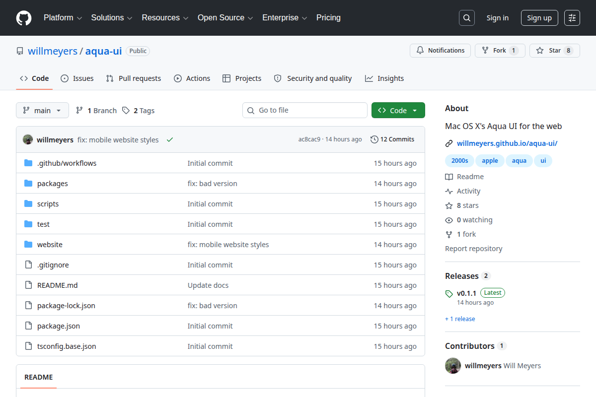 Aqua UI screenshot