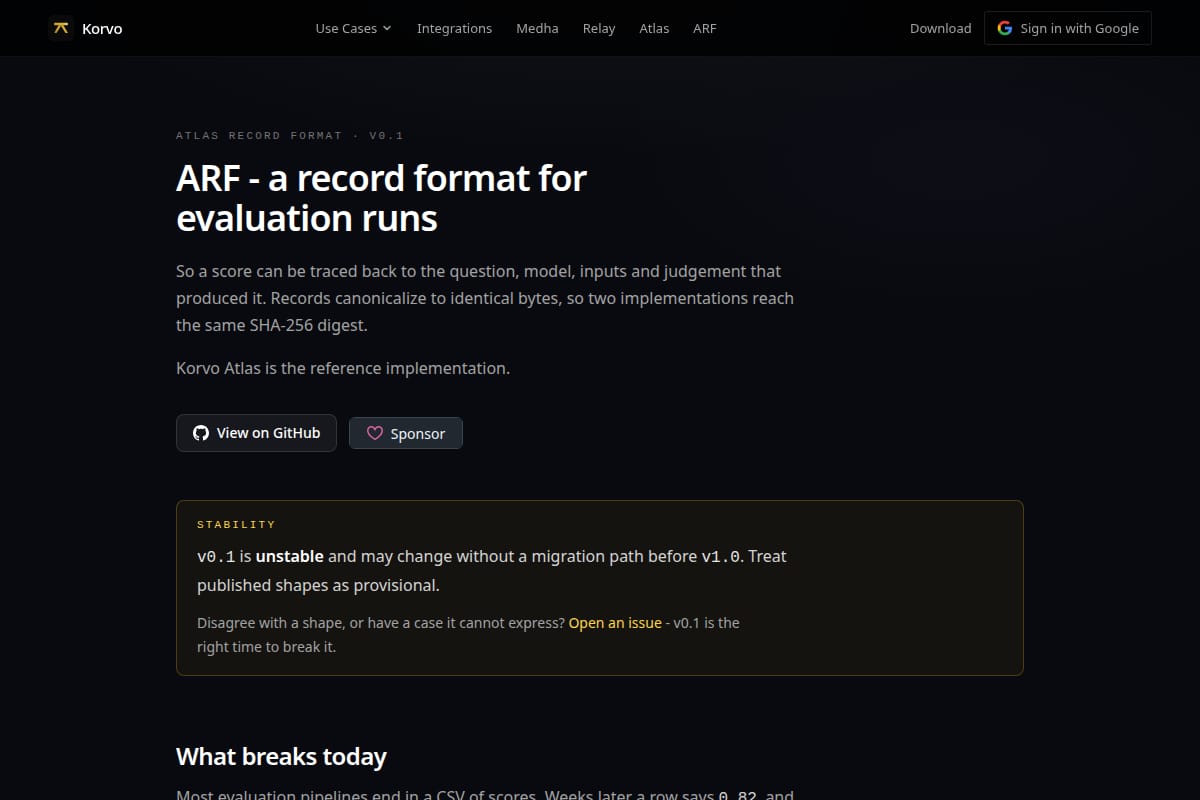 ARF — a record format for evaluation runs thumbnail