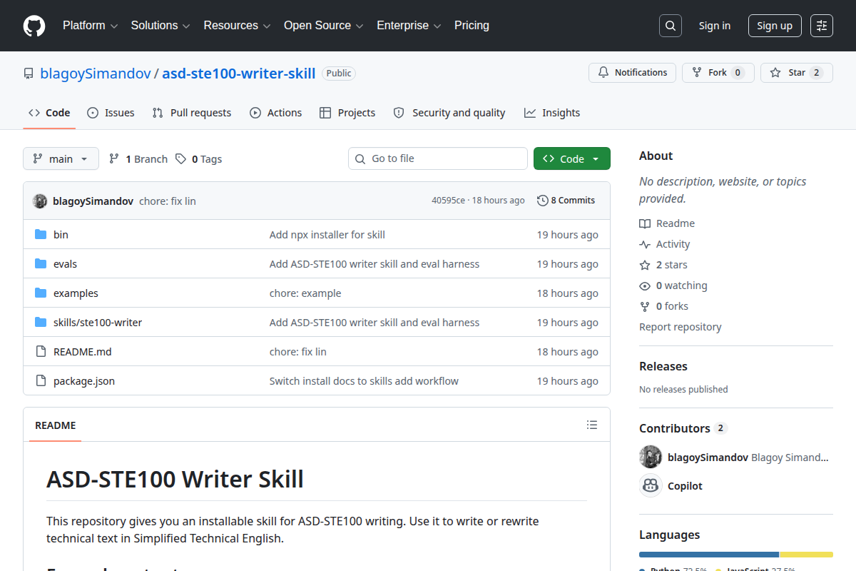 ASD-STE100 Writer Skill screenshot