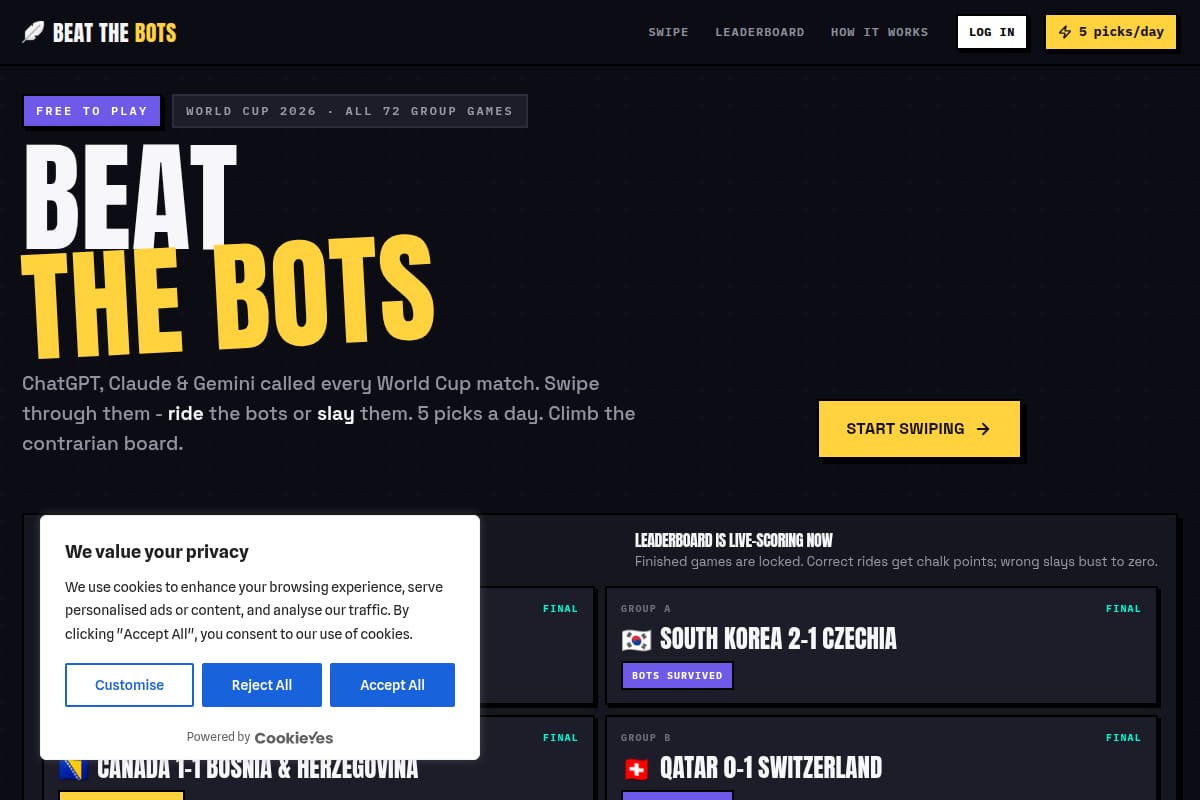 Beat the Bots - World Cup 2026 vs AI thumbnail