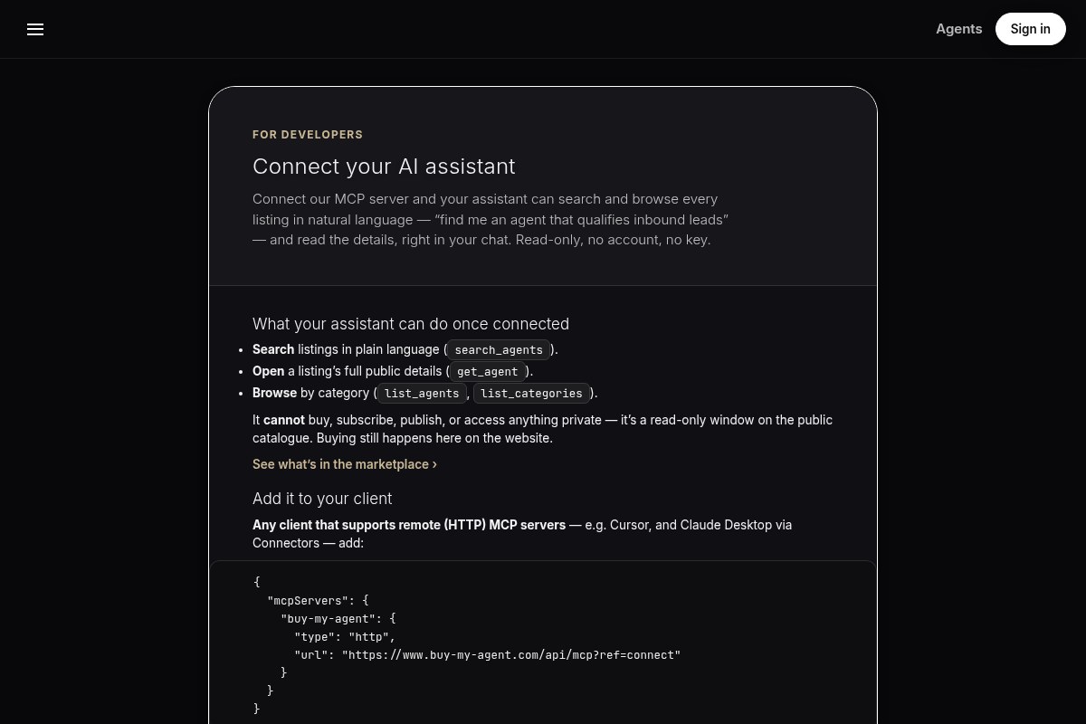 Buy My Agent MCP Server screenshot