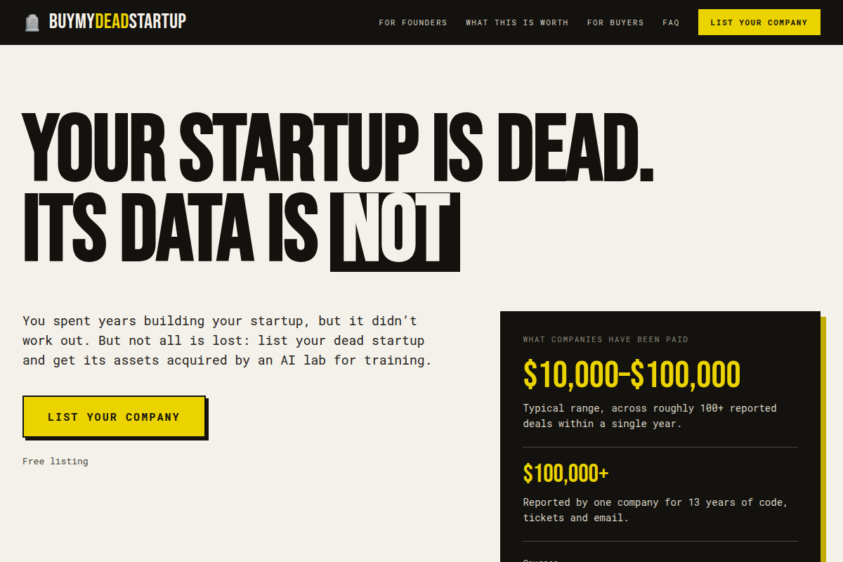 BuyMyDeadStartup screenshot