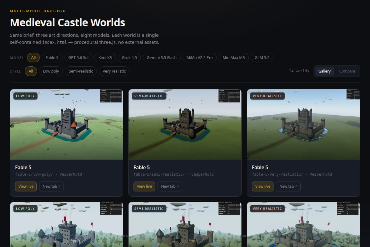 Castle Bake-off — Multi-model three.js thumbnail