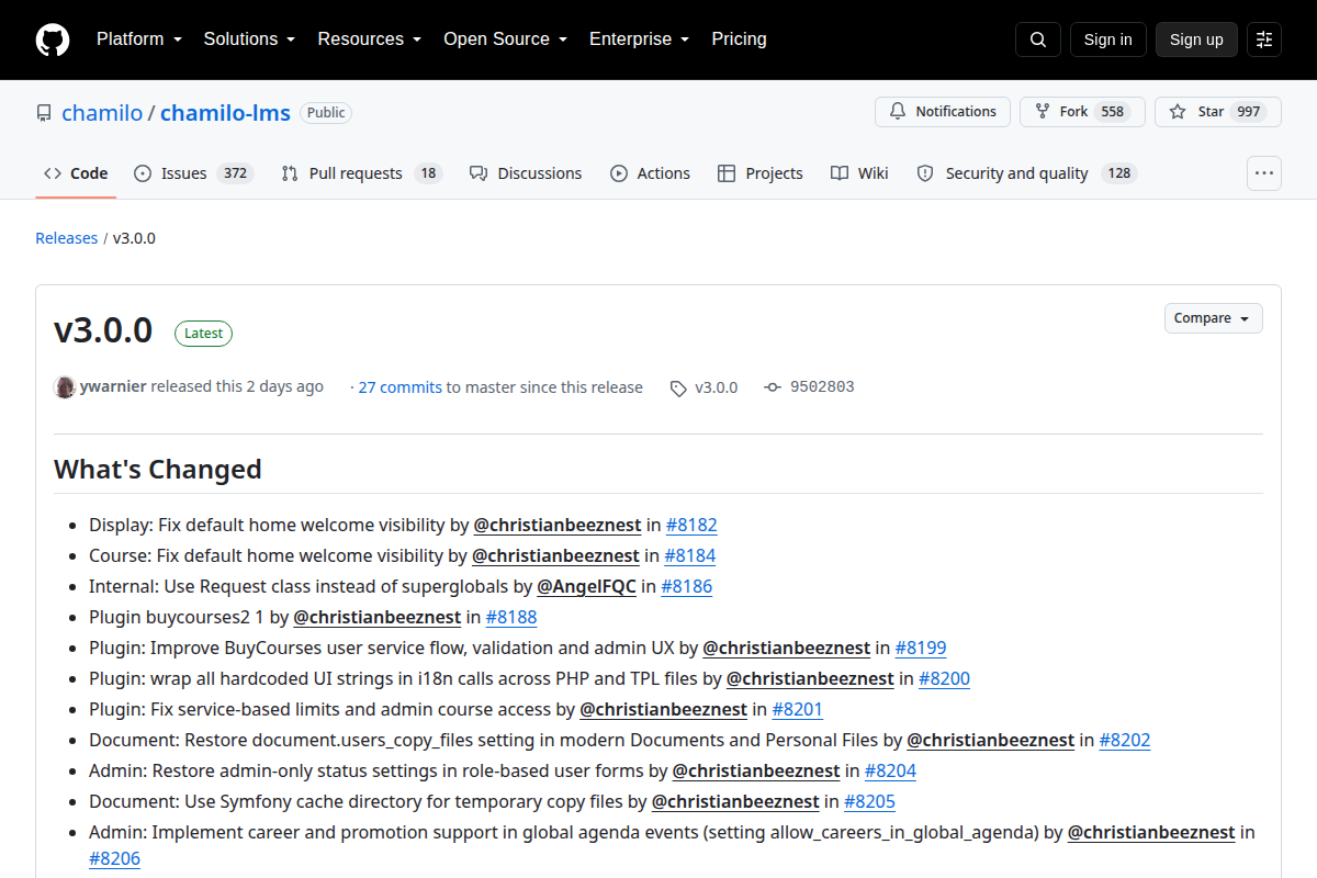 Chamilo 3.0 screenshot