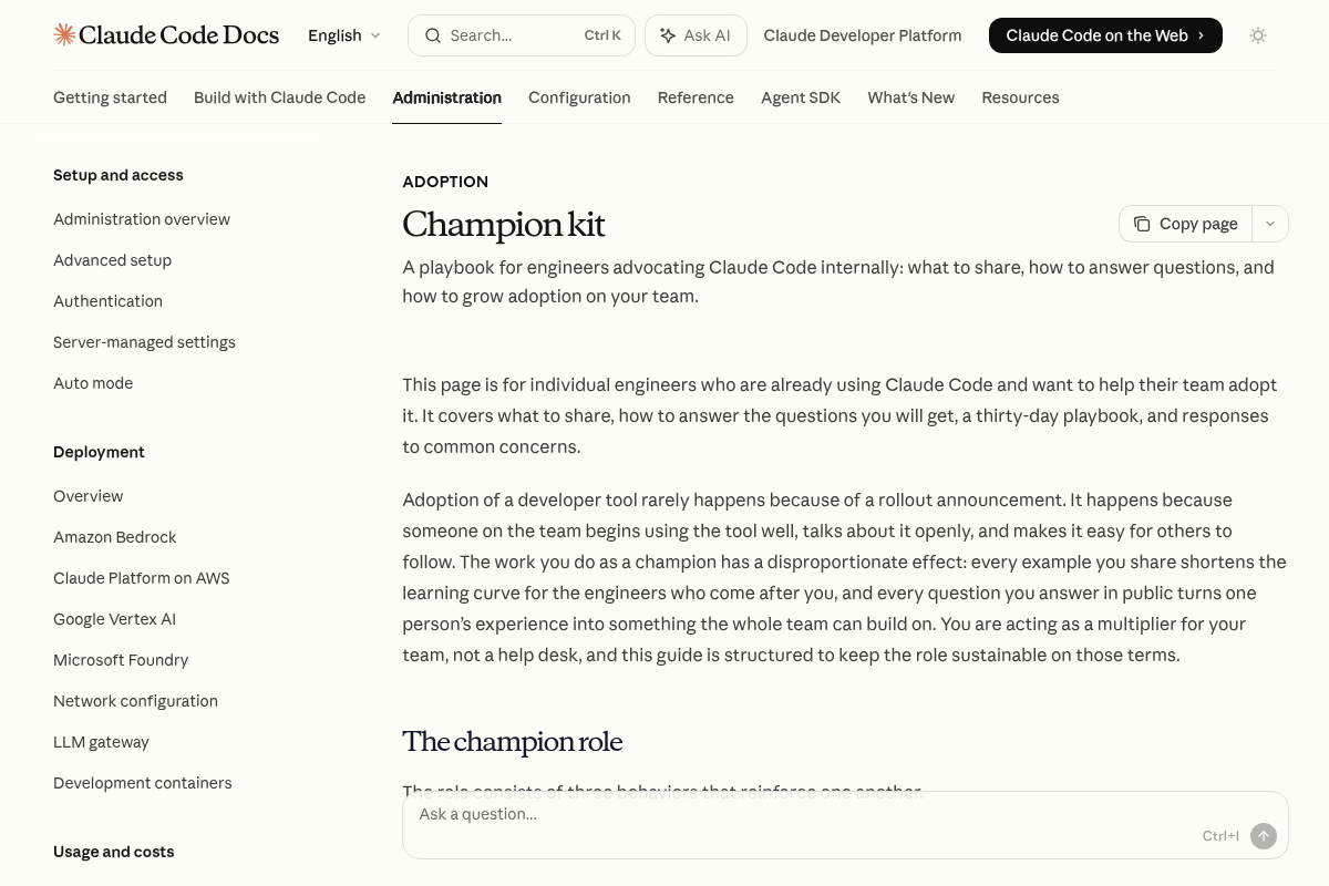Champion kit - Claude Code Docs screenshot
