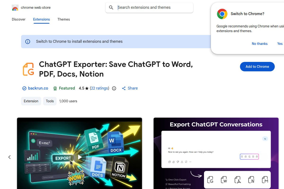 ChatGPT Exporter screenshot