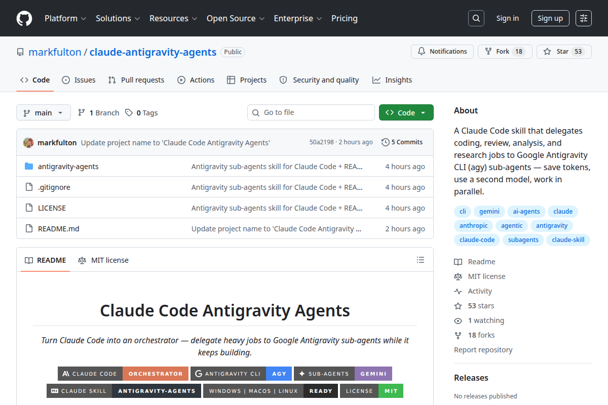 Claude Code Antigravity CLI Agents Skill screenshot