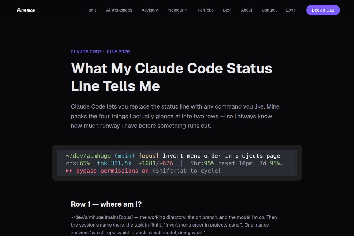 Claude Code rate-limit status line thumbnail