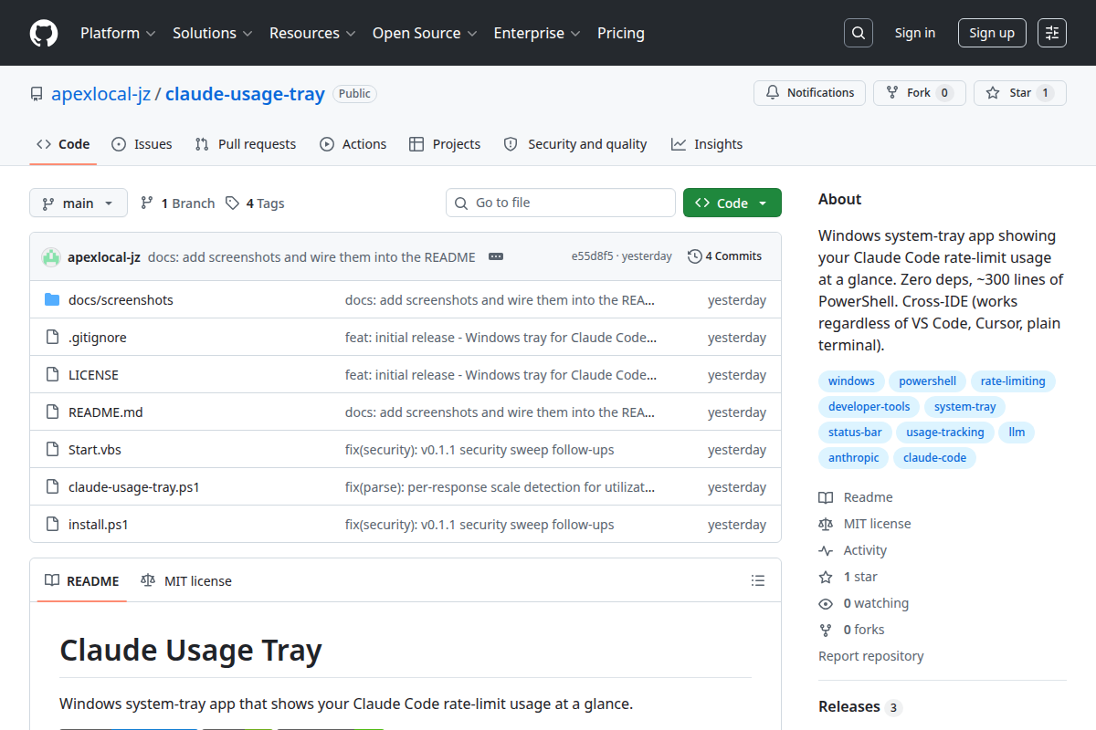 Claude Usage Tray screenshot