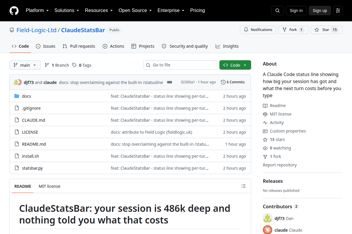 ClaudeStatsBar screenshot