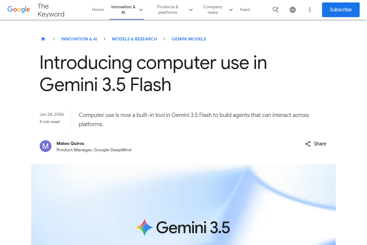 Computer use in Gemini 3.5 Flash screenshot