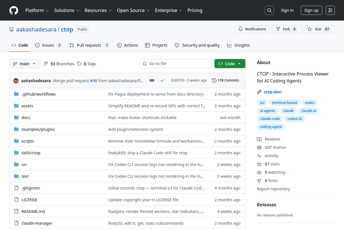 CTOP – Terminal Pane for Monitoring AI Agents thumbnail