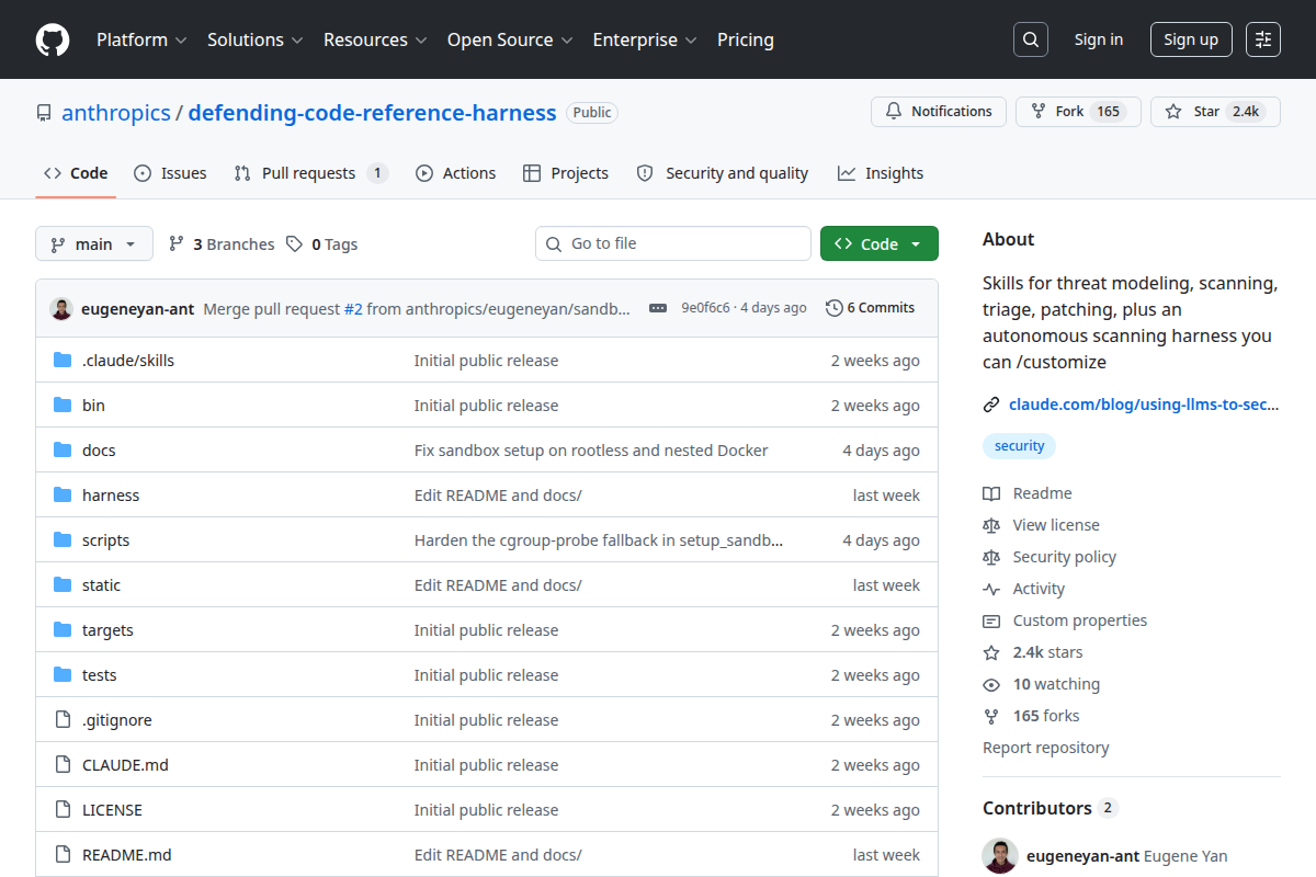 Defending Code Reference Harness screenshot