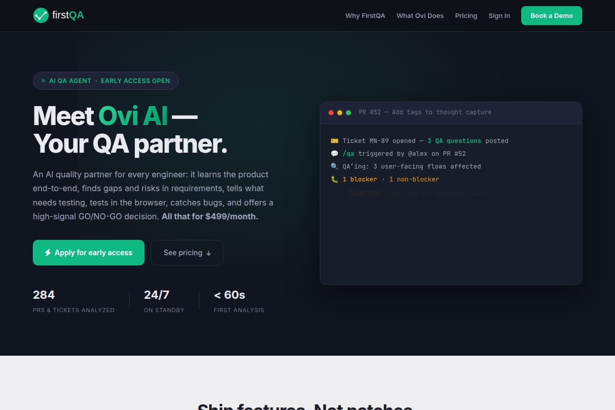 FirstQA (Ovi AI) screenshot