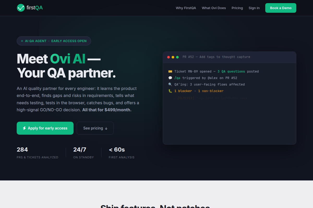 FirstQA (Ovi AI) screenshot