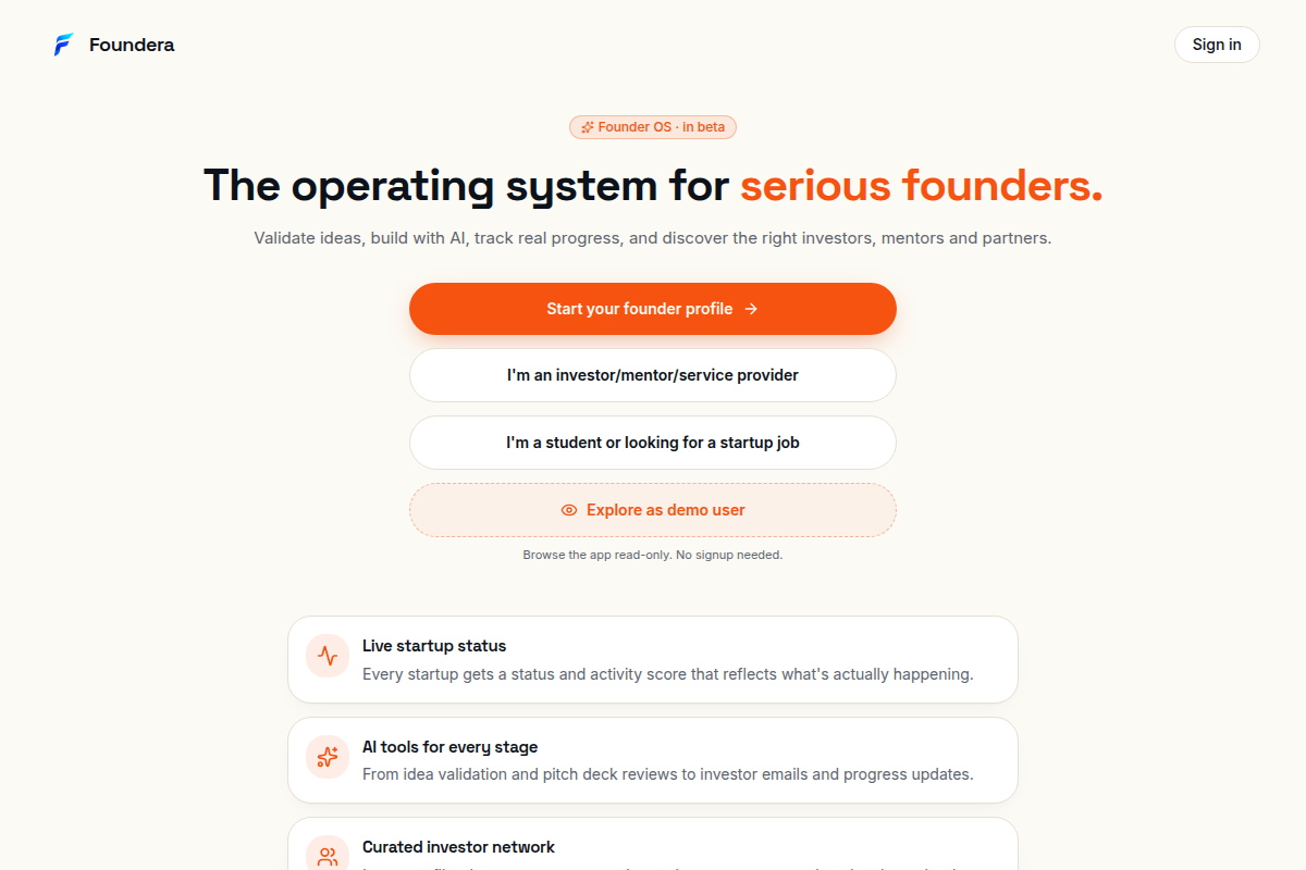 Foundera screenshot