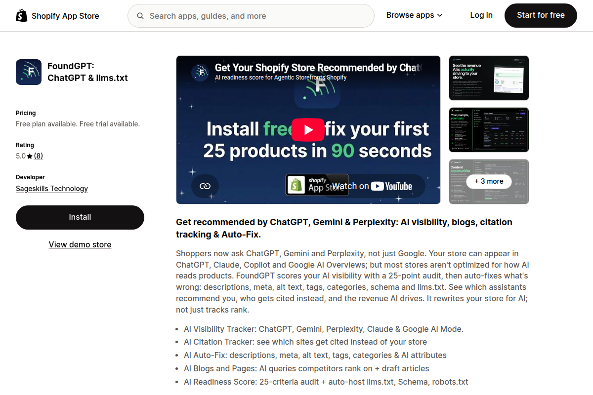 FoundGPT: ChatGPT & llms.txt screenshot
