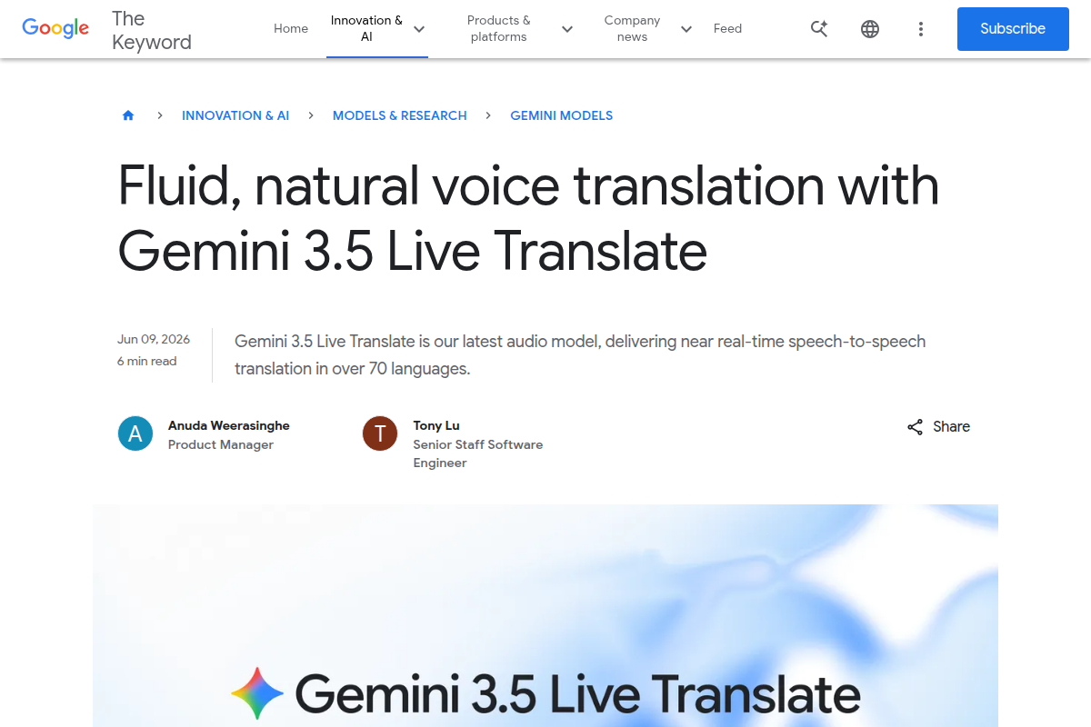Gemini 3.5 Live Translate screenshot