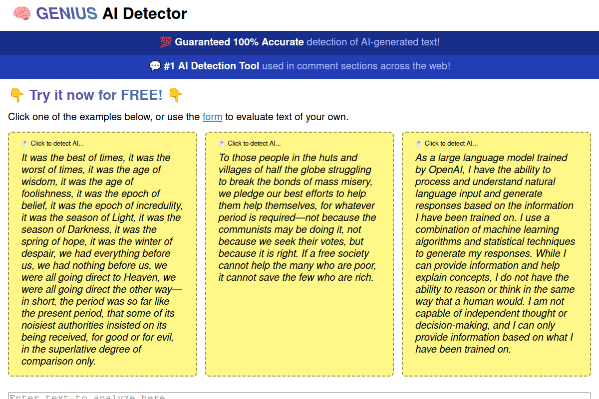 GENIUS AI Detector screenshot