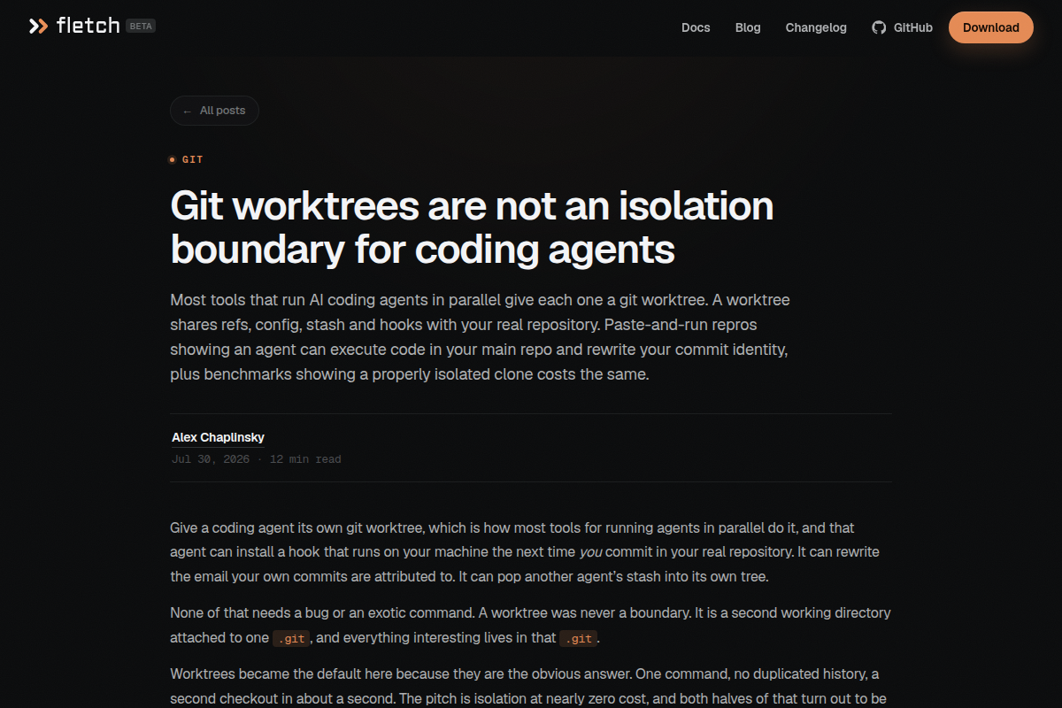 Git worktrees are not an isolation boundary for coding agents screenshot