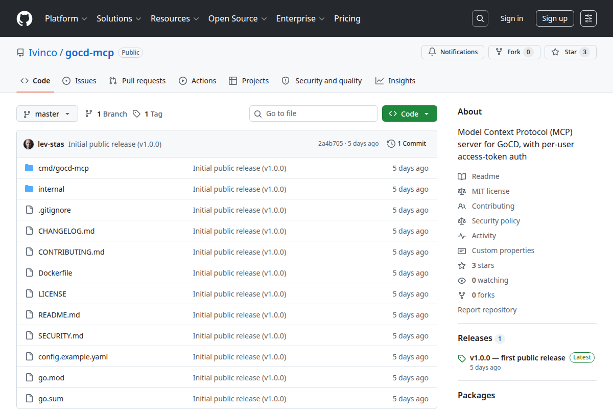 GoCD MCP Server screenshot