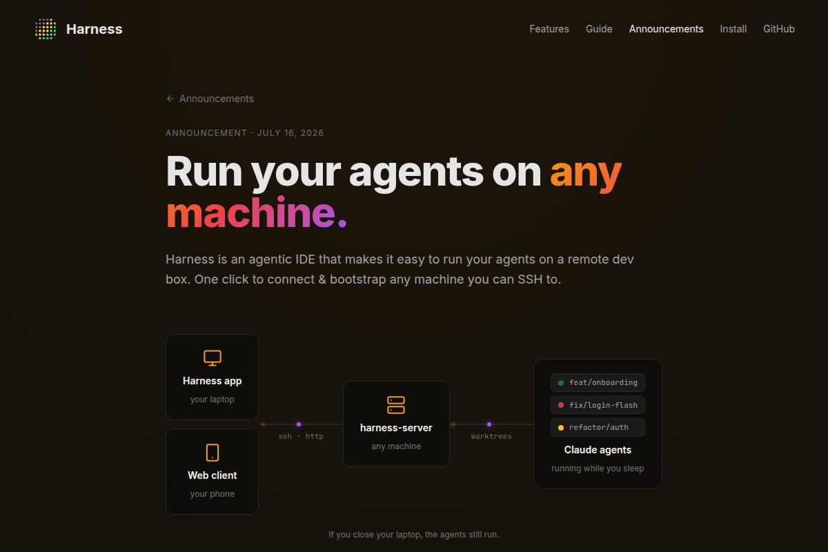 Harness IDE: Run your coding agents on any machine thumbnail