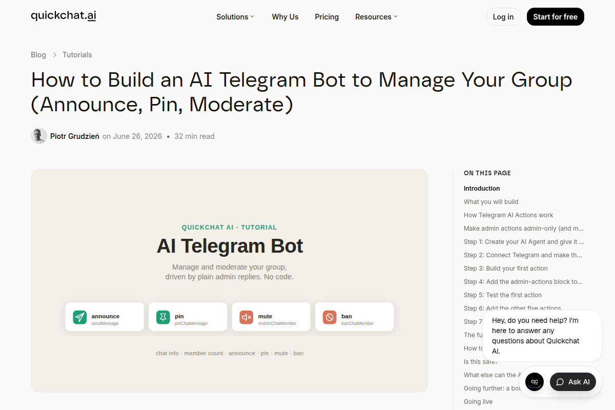 How to Build an AI Telegram Bot to Manage Your Group (Announce, Pin, Moderate) screenshot