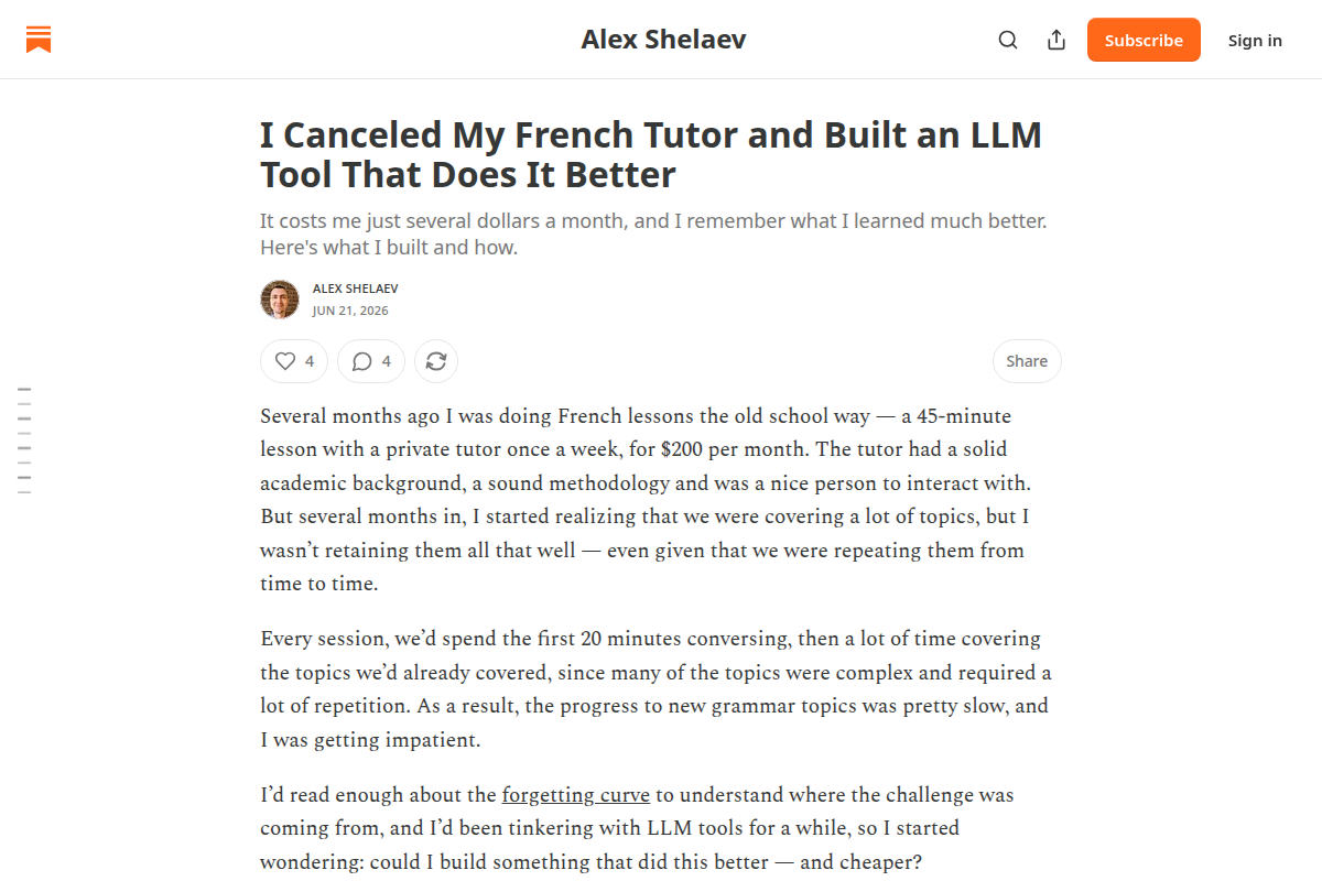 I Canceled My French Tutor and Built an LLM Tool That Does It Better screenshot
