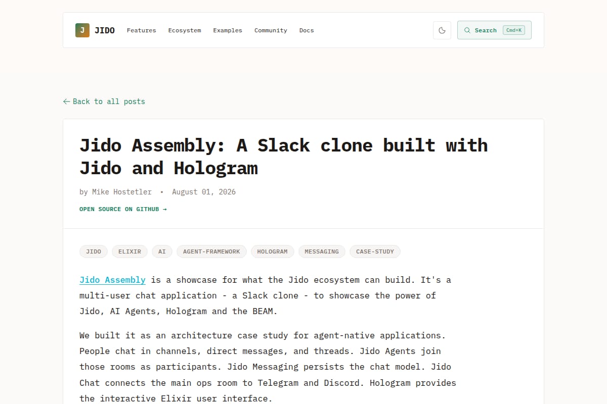 Jido Assembly: A Slack clone built with Jido and Hologram thumbnail