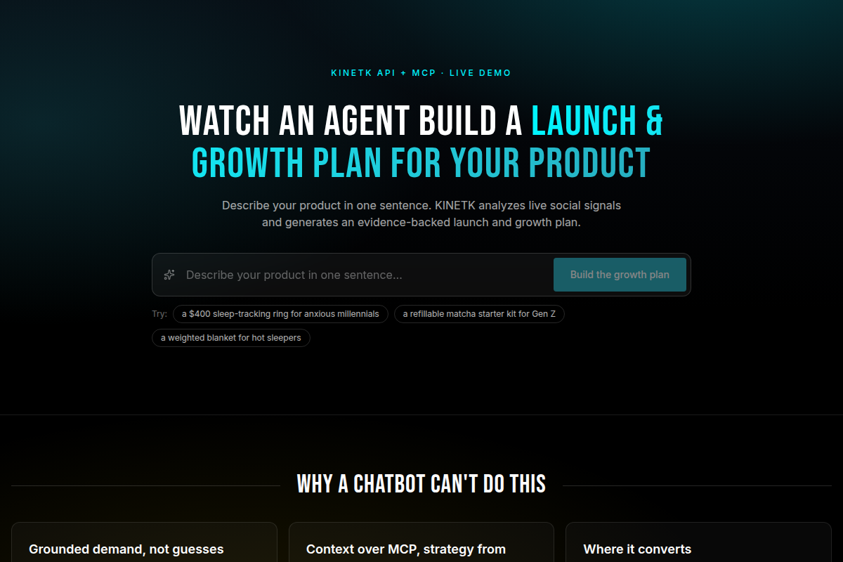 KINETK Growth Demo screenshot