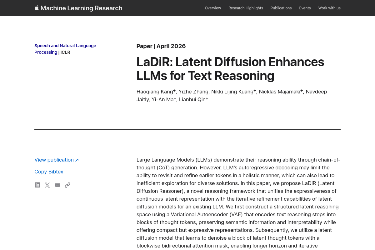 LaDiR: Latent Diffusion Enhances LLMs for Text Reasoning screenshot