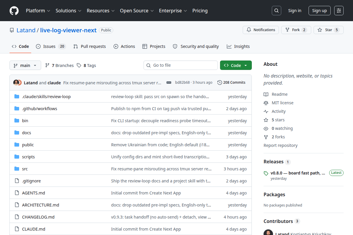 Live Log Viewer screenshot