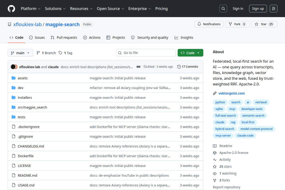 Magpie Search screenshot