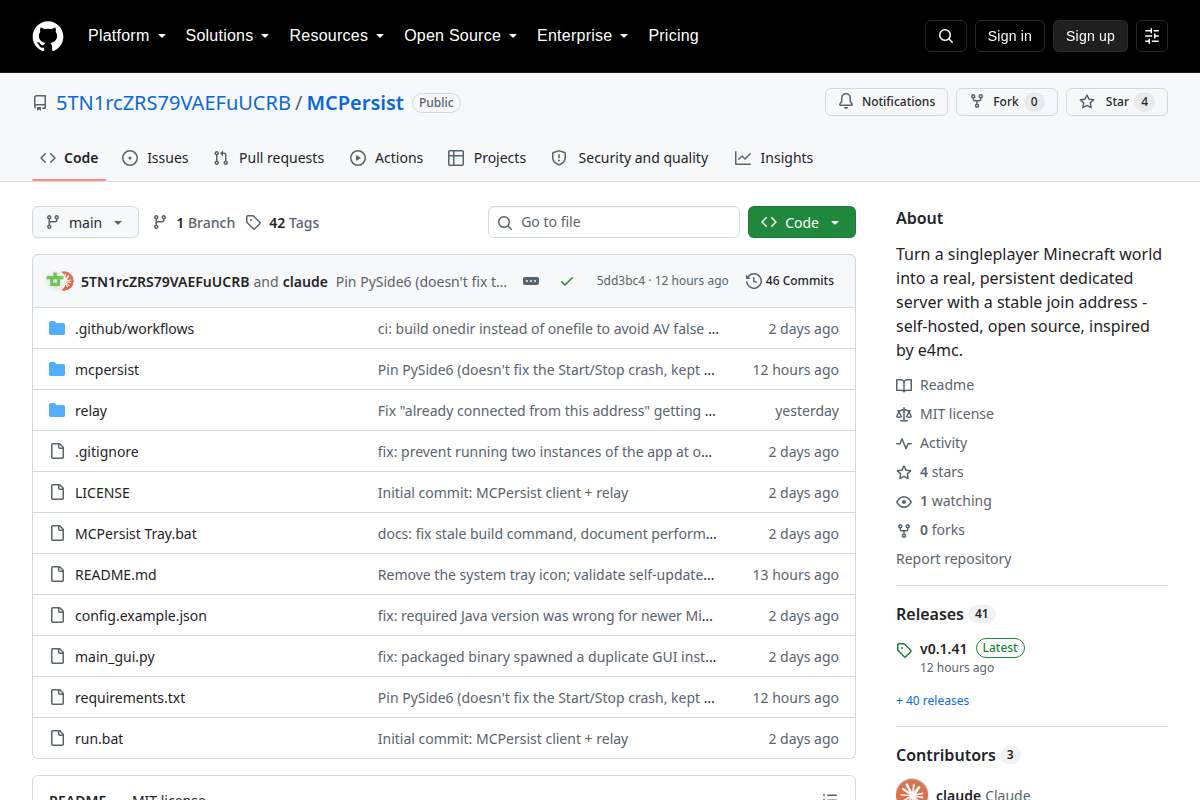 MCPersist screenshot