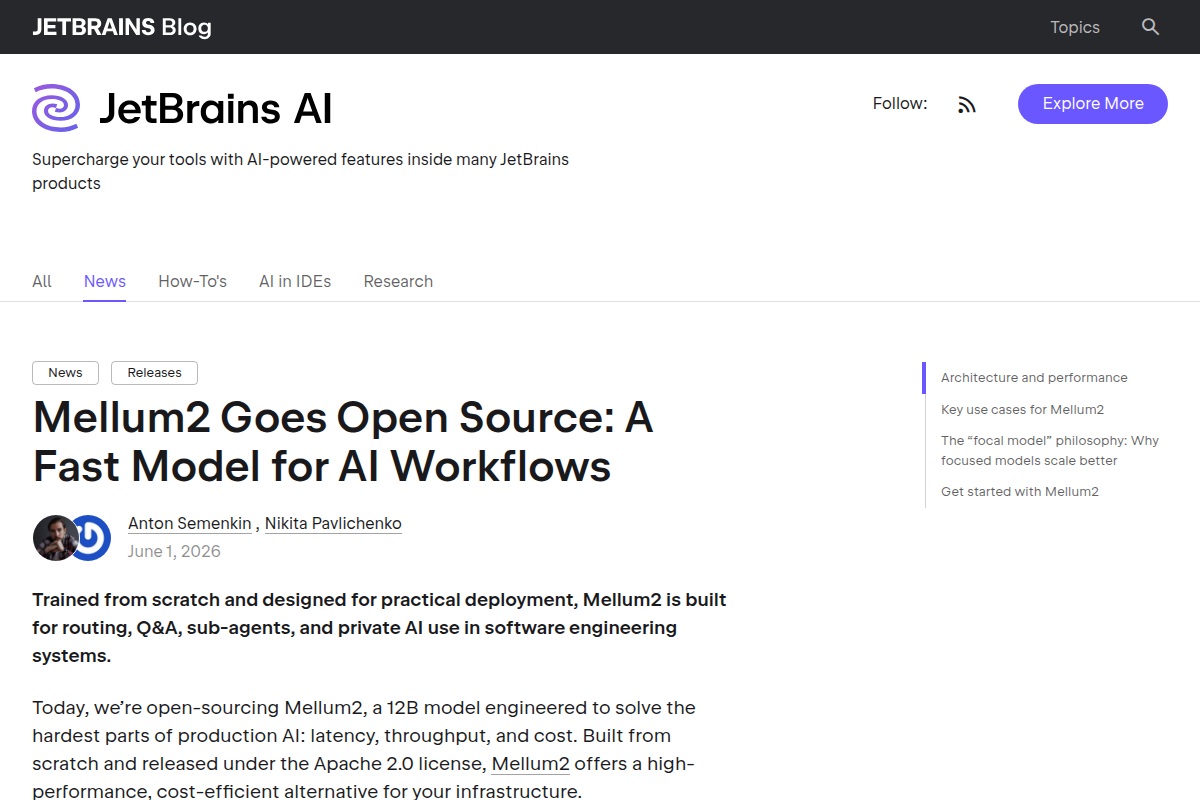 Mellum2 Goes Open Source: A Fast Model for AI Workflows screenshot