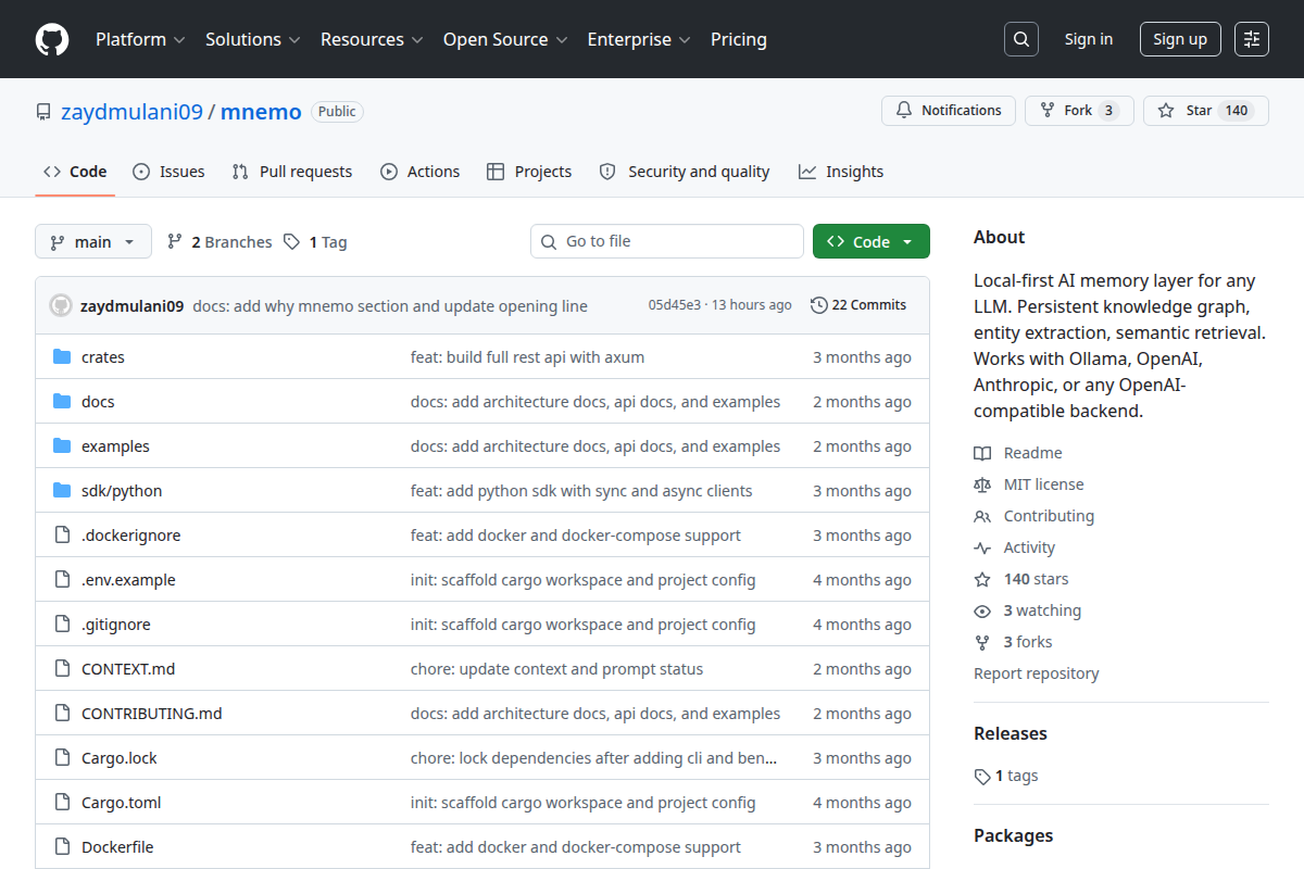 Mnemo screenshot