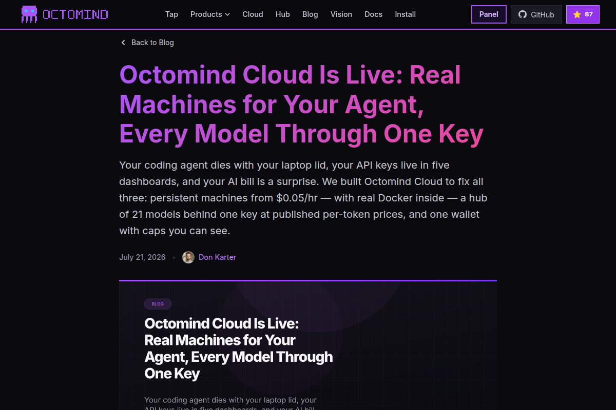 Octomind Cloud screenshot