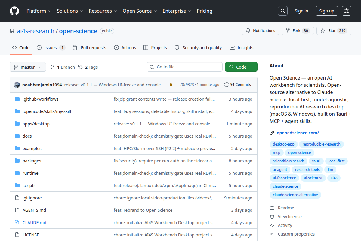 Open Science screenshot