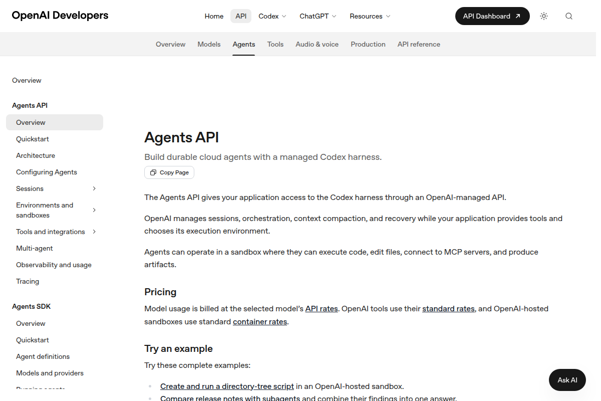 OpenAI Agents API screenshot