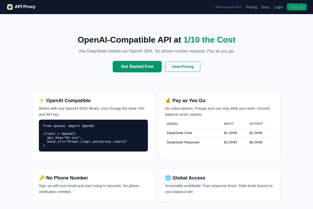 OpenAI-Compatible DeepSeek API screenshot