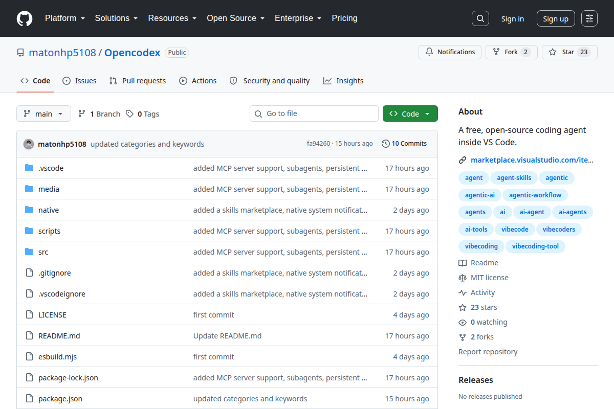 Opencodex screenshot