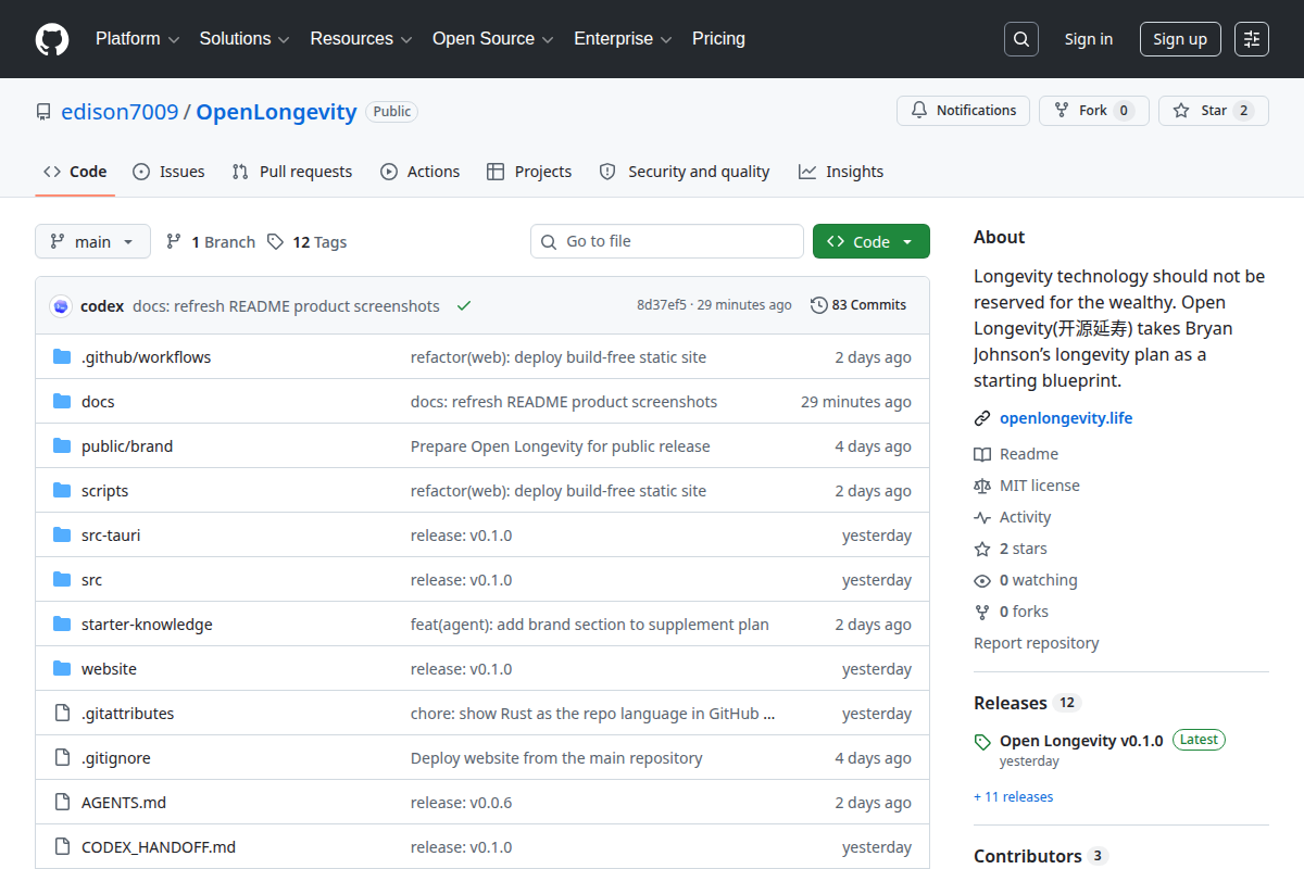 OpenLongevity screenshot