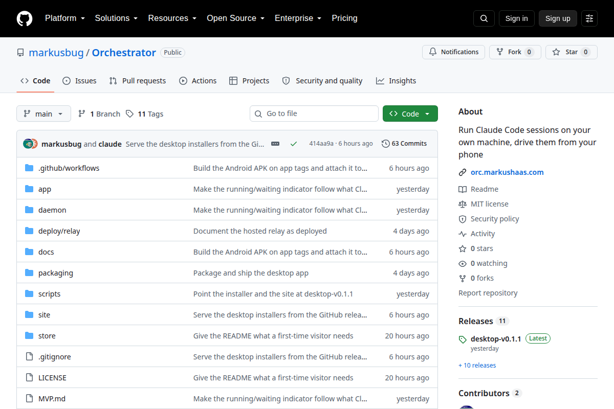 Orchestrator screenshot