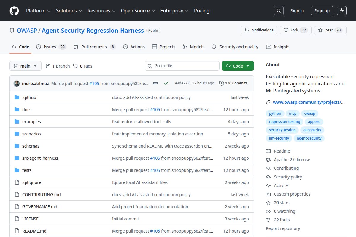 OWASP Agent Security Regression Harness screenshot