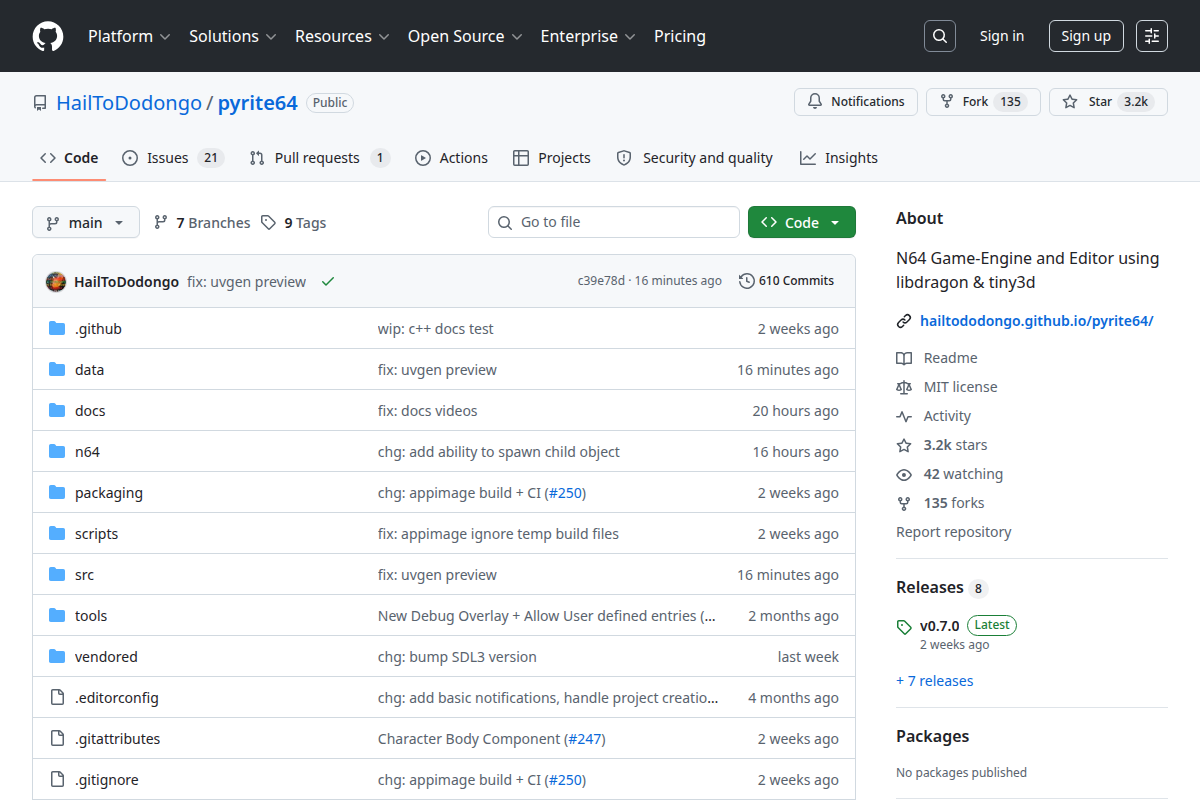 Pyrite64 screenshot